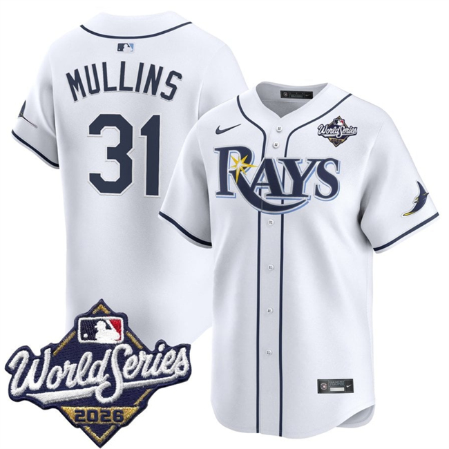 Men's White Tampa Bay Rays #31 Cedric Mullins 2026 World Series Home Limited Stitched Baseball Jersey